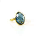Large Teardrop Kyanite Ring, Bezel Set September Birthstone Ring in Sterling Silver, Gold or Rose Gold