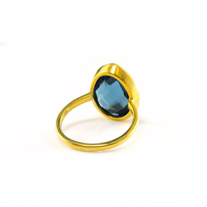 Large Teardrop Kyanite Ring, Bezel Set September Birthstone Ring in Sterling Silver, Gold or Rose Gold