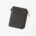 Lauren Wallet | Ebony Vegan Leather Slim Zip Card Holder RFID