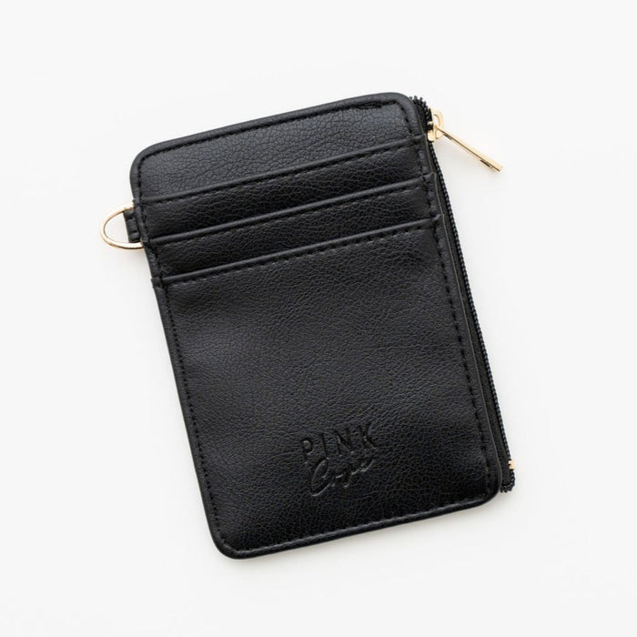 Lauren Wallet | Ebony Vegan Leather Slim Zip Card Holder