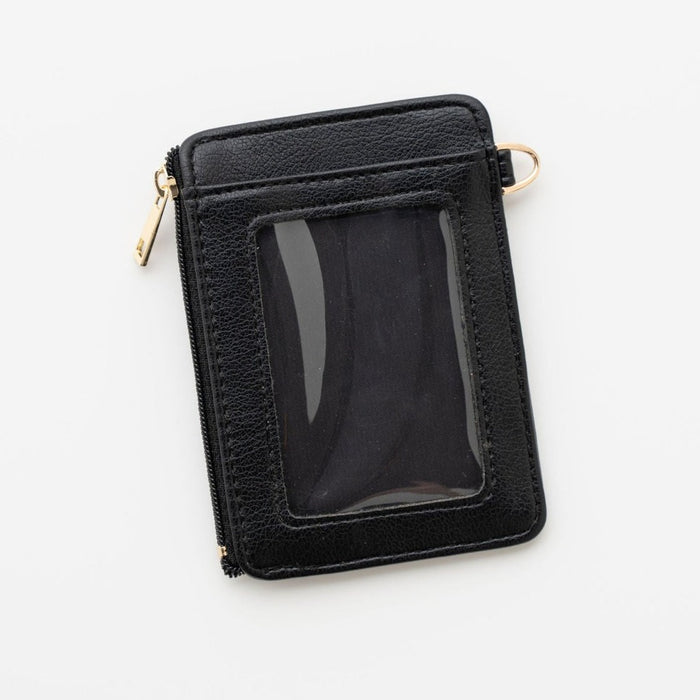Lauren Wallet | Ebony Vegan Leather Slim Zip Card Holder