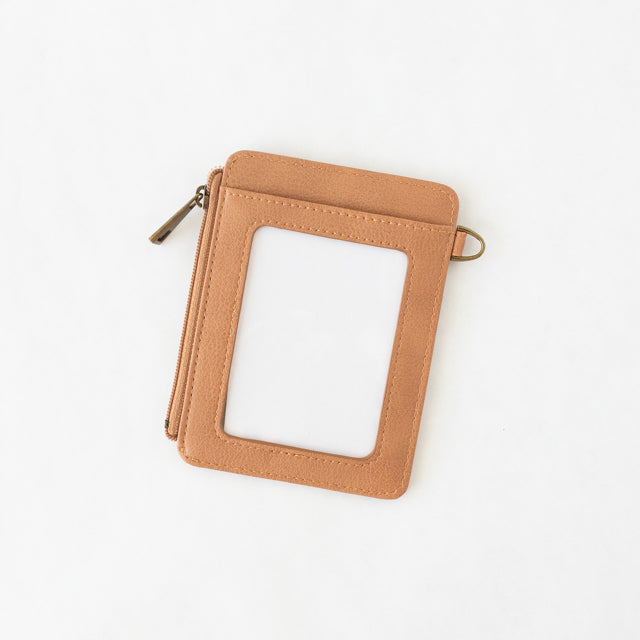 Lauren Wallet | Saddle Vegan Leather Slim Zip Card Holder RFID