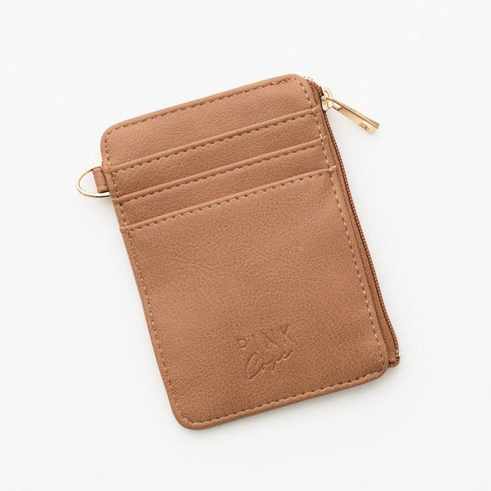Lauren Wallet | Saddle Vegan Leather Slim Zip Card Holder