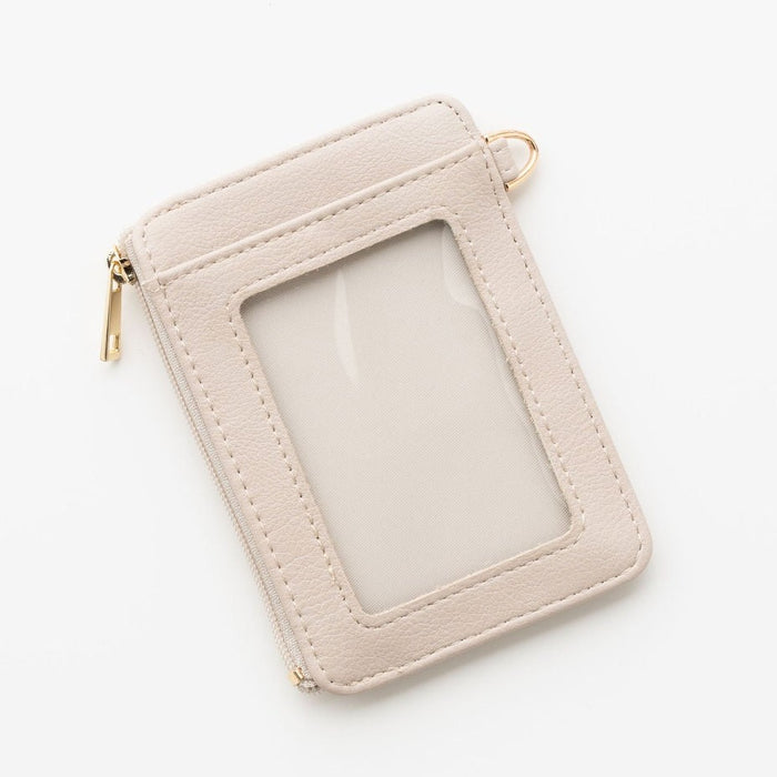Lauren Wallet | Stone Vegan Leather Slim Zip Card Holder