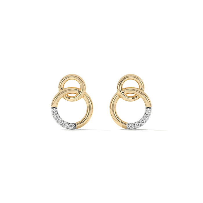 Laurianne 18K Gold Double Circle Drop Earrings