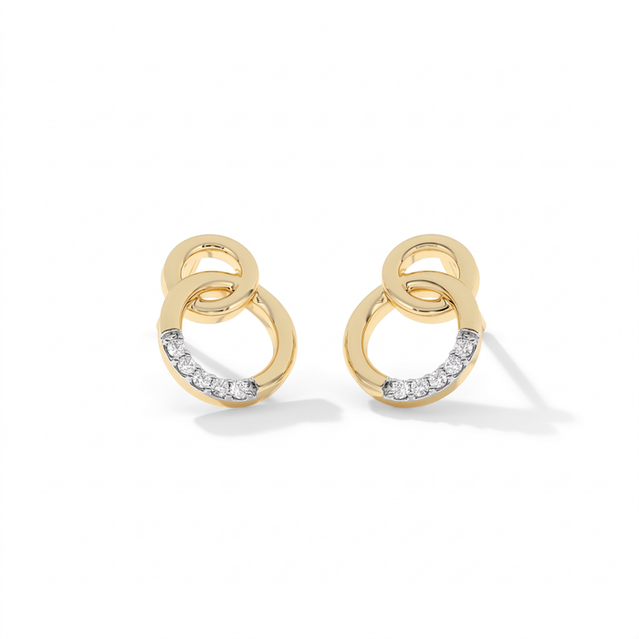 Laurianne 18K Gold Double Circle Drop Earrings