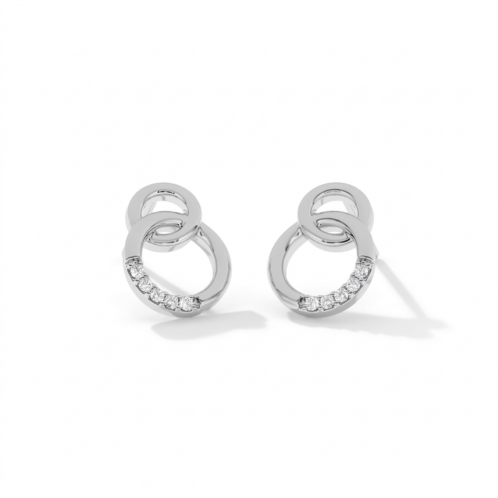Laurianne 18K Gold Double Circle Drop Earrings