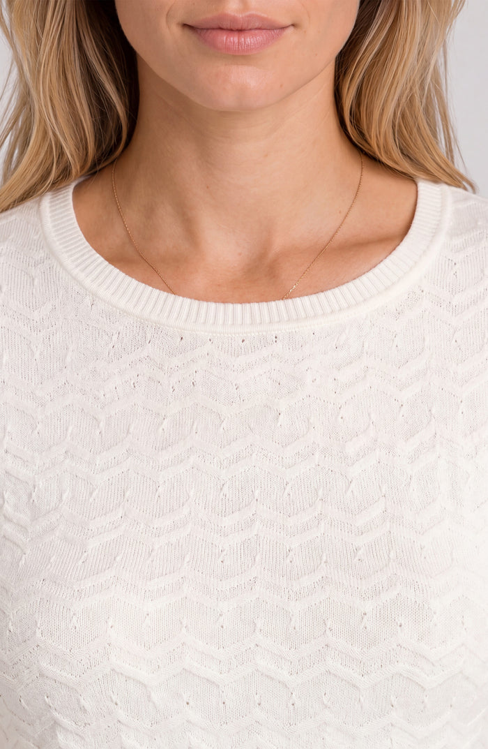 Liverpool 3/4 Sleeve Crew Neck Knit Top W/ Rib Trim