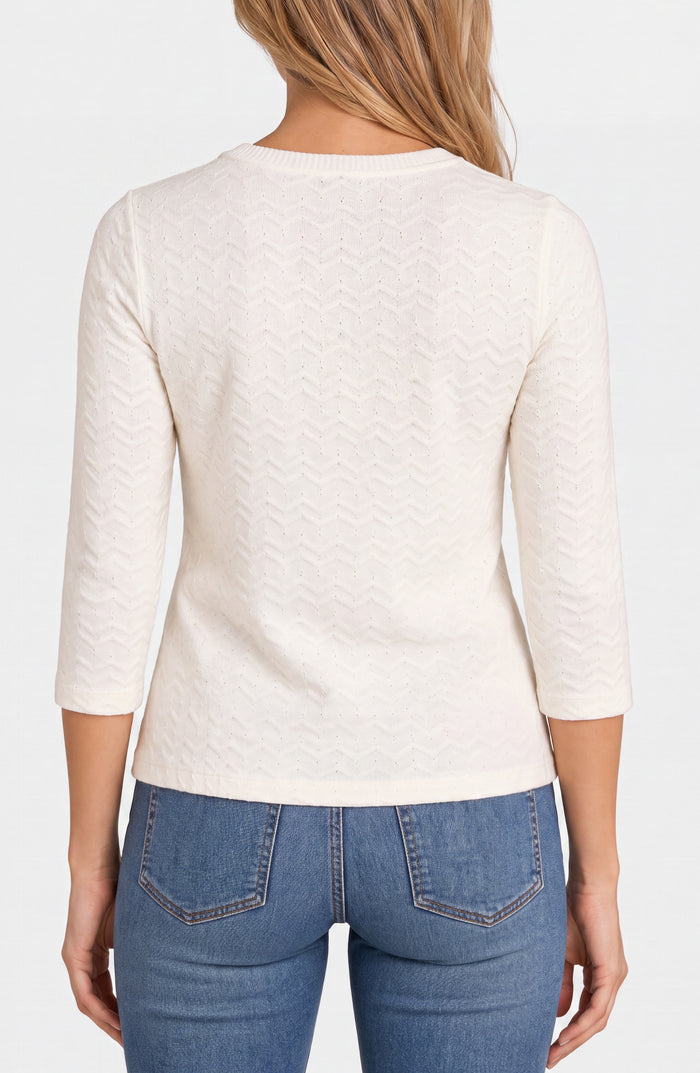 Liverpool 3/4 Sleeve Crew Neck Knit Top W/ Rib Trim