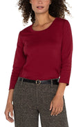 Liverpool 3/4 Sleeve Scoop Neck Knit Tee (Pinot Noir)