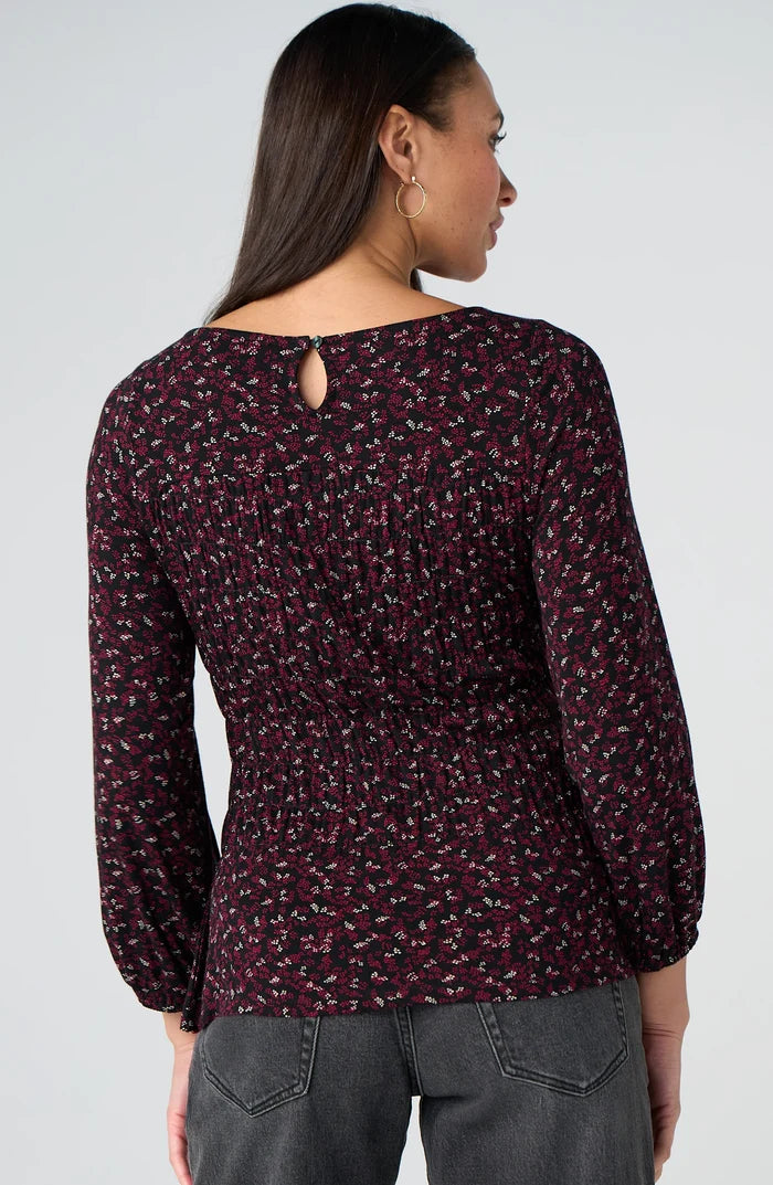 Liverpool 3/4 Sleeve Smocked Knit Top