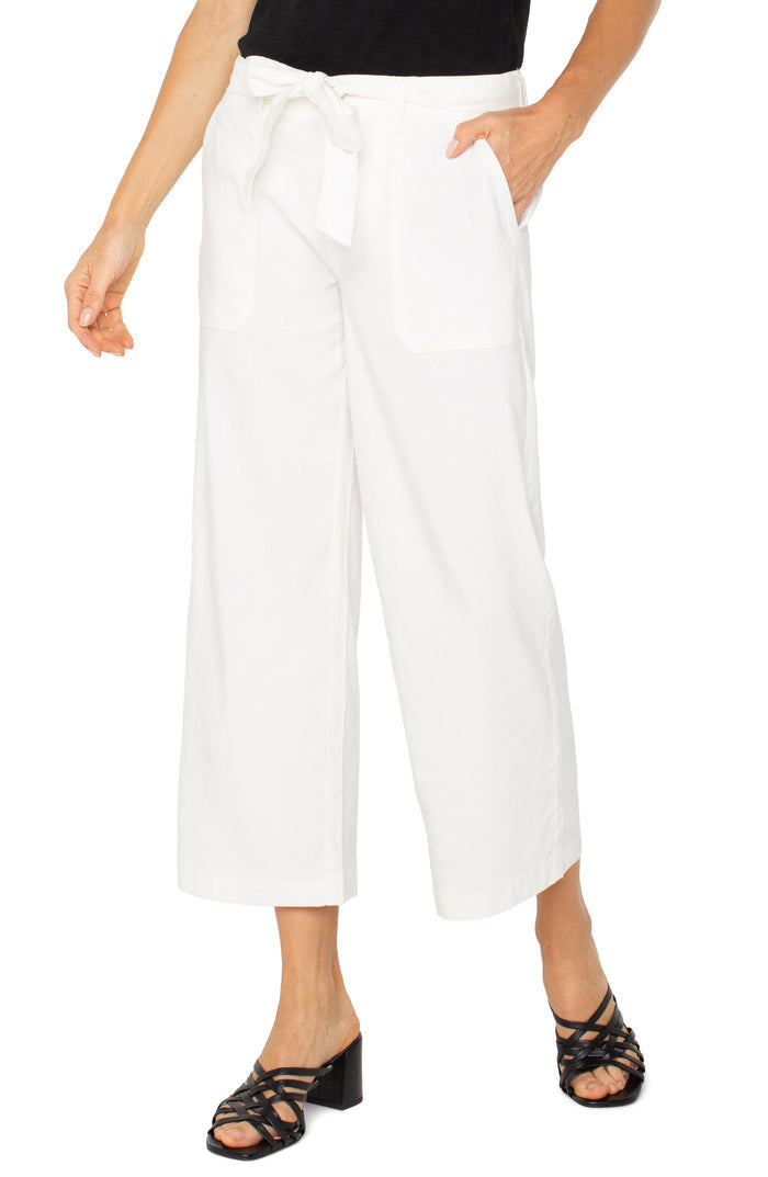 Liverpool Belted Wide Leg Crop (25" Inseam)