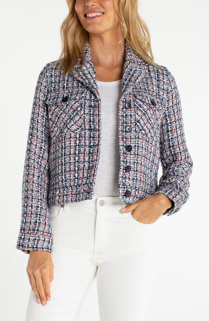 Liverpool Button Front Jacket (Navy Multi Plaid)
