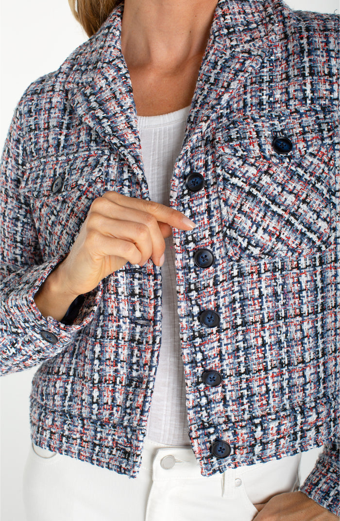 Liverpool Button Front Jacket (Navy Multi Plaid)