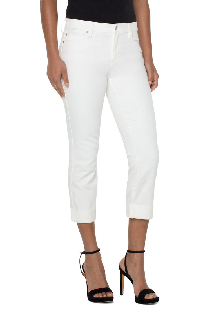 Liverpool Charlie Crop Skinny Rolled Cuff 24" inseam (Bone White)