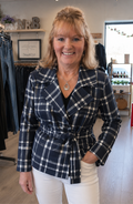 Liverpool Cropped Trench Jacket w/ Belt (Midnite White Plaid)