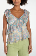 Liverpool Flutter Sleeve Draped Woven Blouse