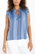 Liverpool Flutter Sleeve Ruffled Woven Top