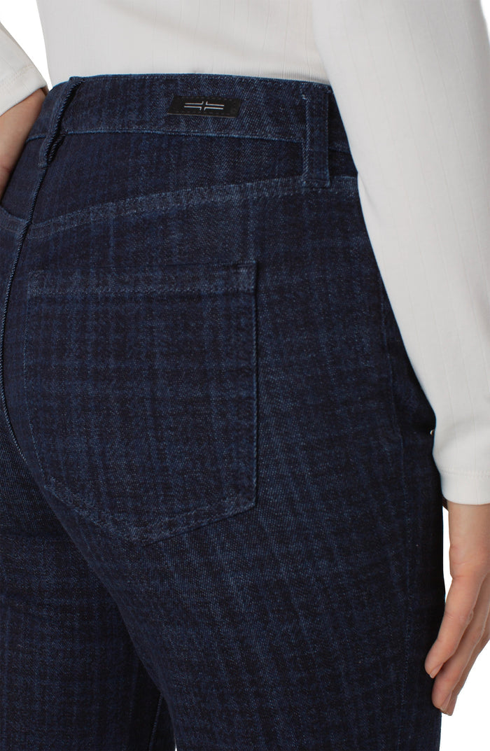 Liverpool Hannah Flare (32" inseam) (Indigo Plaid)