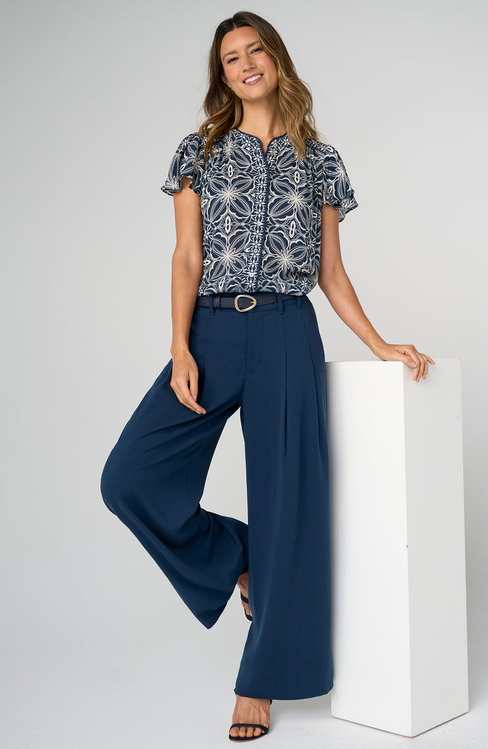 Liverpool High-Rise Pleated Wide Leg Trouser