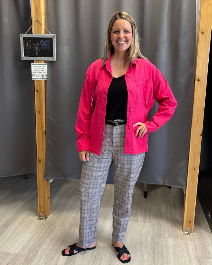 Liverpool Kelsey Trouser (Grey Blush Plaid)