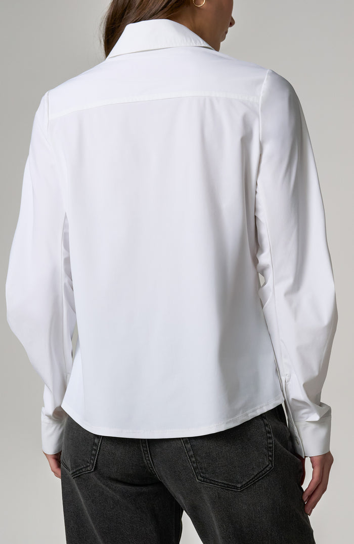 Liverpool Long Pleated Sleeve Button Front Knit Shirt