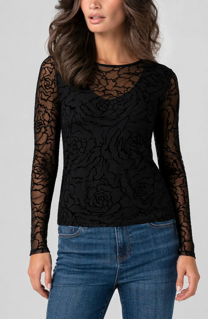 Liverpool Long Sleeve Layered Knit Top W/ Detail