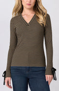 Liverpool Long Sleeve V-Neck Knit Top W/ Ties
