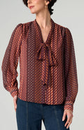 Liverpool Long Sleeve Woven Blouse W/ Neck Tie