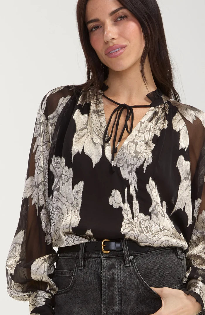 Liverpool Long Sleeve Woven Top W/ Ties