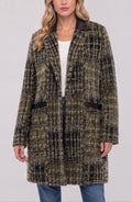 Liverpool Open Front Coatigan Sweater (Olive/Black Multi Plaid)