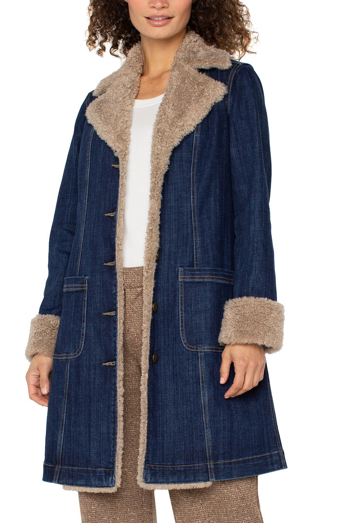 Liverpool Sherpa Trimmed Notch Collar Jacket (Rinse Wash 1)