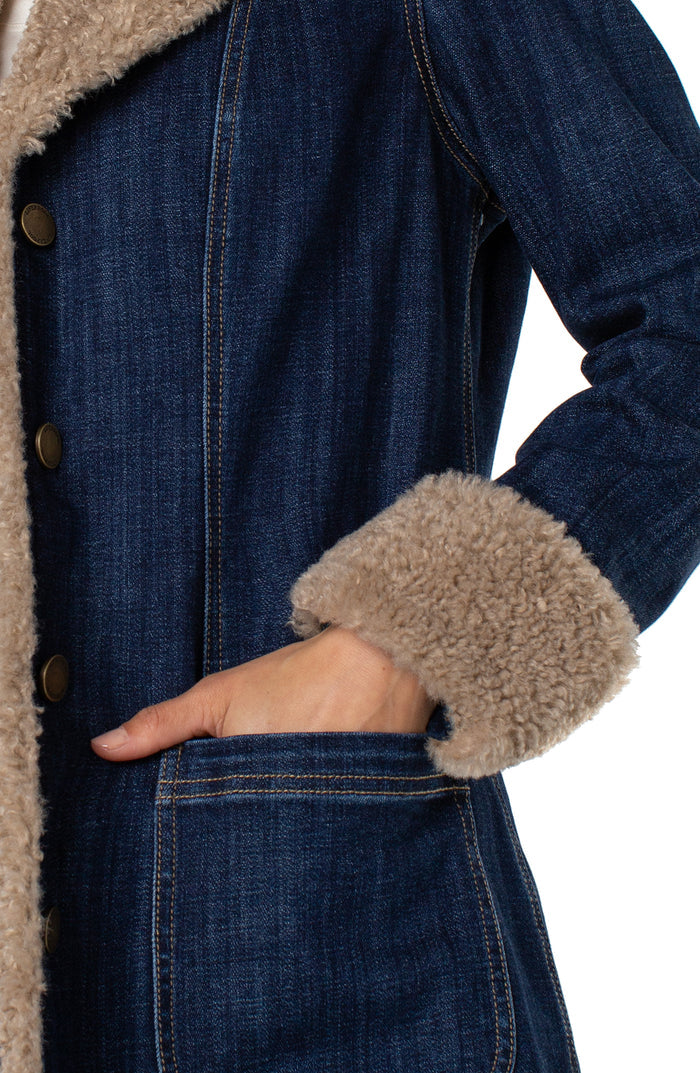 Liverpool Sherpa Trimmed Notch Collar Jacket (Rinse Wash 1)