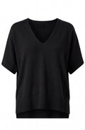 Liverpool Short Sleeve V-Neck Dolman Popover Sweater (Black)