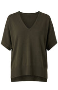 Liverpool Short Sleeve V-Neck Dolman Popover Sweater (Hunter Green)