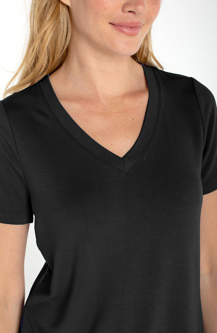 Liverpool Short Sleeve V-neck Knit Tee (black)