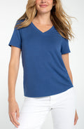 Liverpool Short Sleeve V-Neck Knit Tee (Liberty Blue)