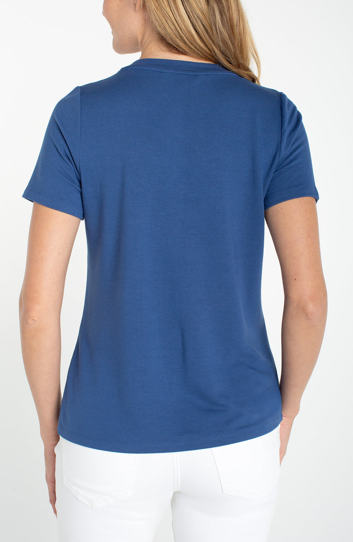 Liverpool Short Sleeve V-Neck Knit Tee (Liberty Blue)