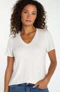 Liverpool Short Sleeve V-neck Knit Tee (white)