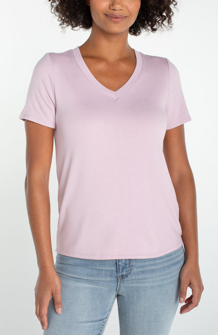 Liverpool Short Sleeve V-Neck Knit Tee