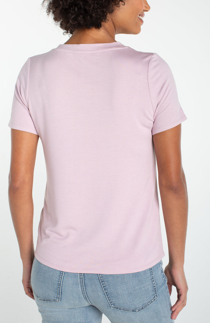 Liverpool Short Sleeve V-Neck Knit Tee