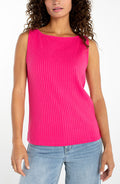 Liverpool Sleeveless Boat Neck Rib Knit Top (Diva Pink)