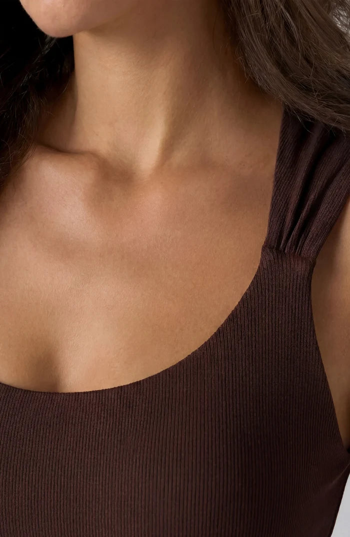 Liverpool Sleeveless Built-in Bra Knit Top (Dark Espresso)