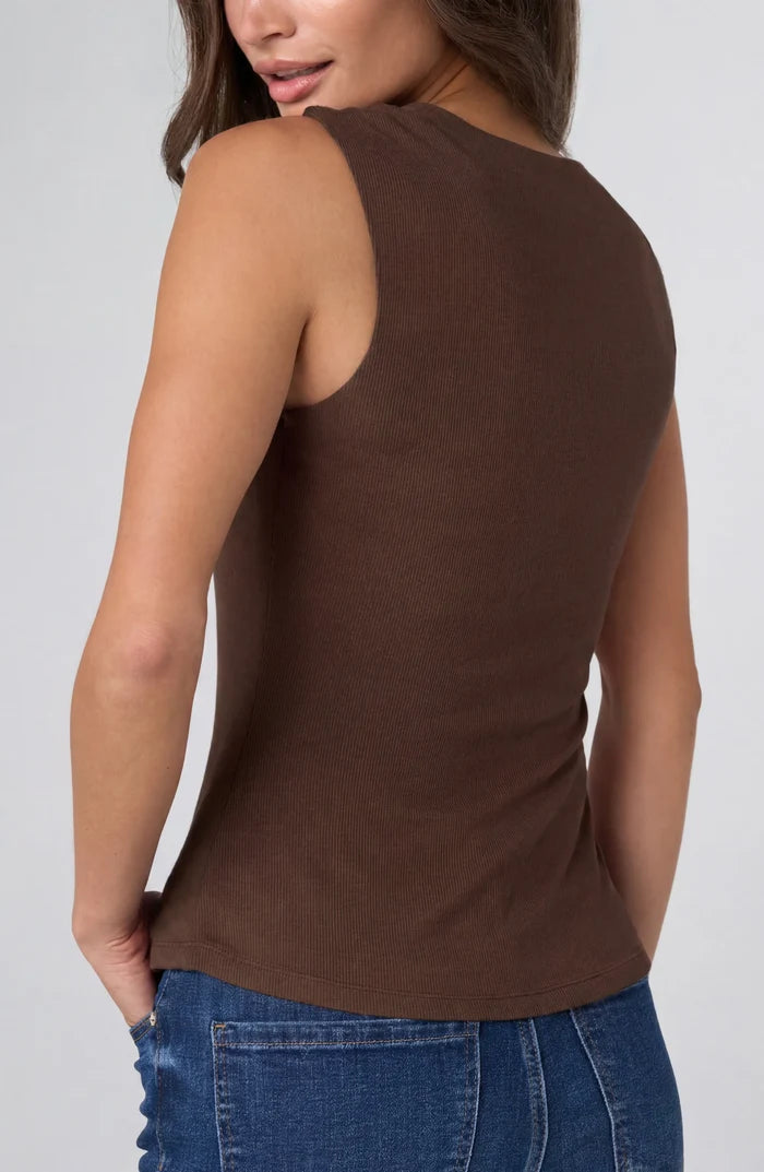 Liverpool Sleeveless Built-in Bra Knit Top (Dark Espresso)