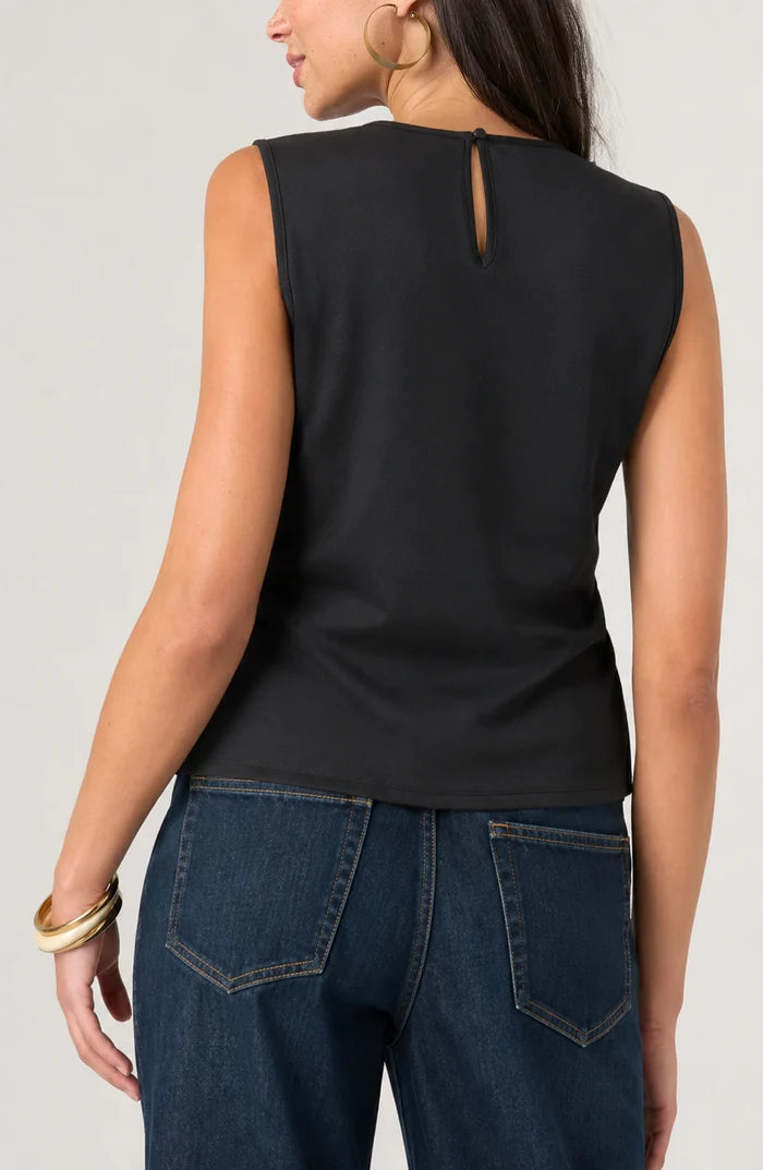 Liverpool Sleeveless Embellished Knit to Woven Tee
