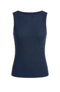 Liverpool Sleeveless High Boatneck Rib Knit Top (Club Navy)