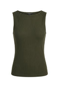 Liverpool Sleeveless High Boatneck Rib Knit Top (Hunter Green)