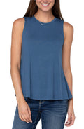Liverpool Sleeveless Scoop Neck Tank (French Blue)