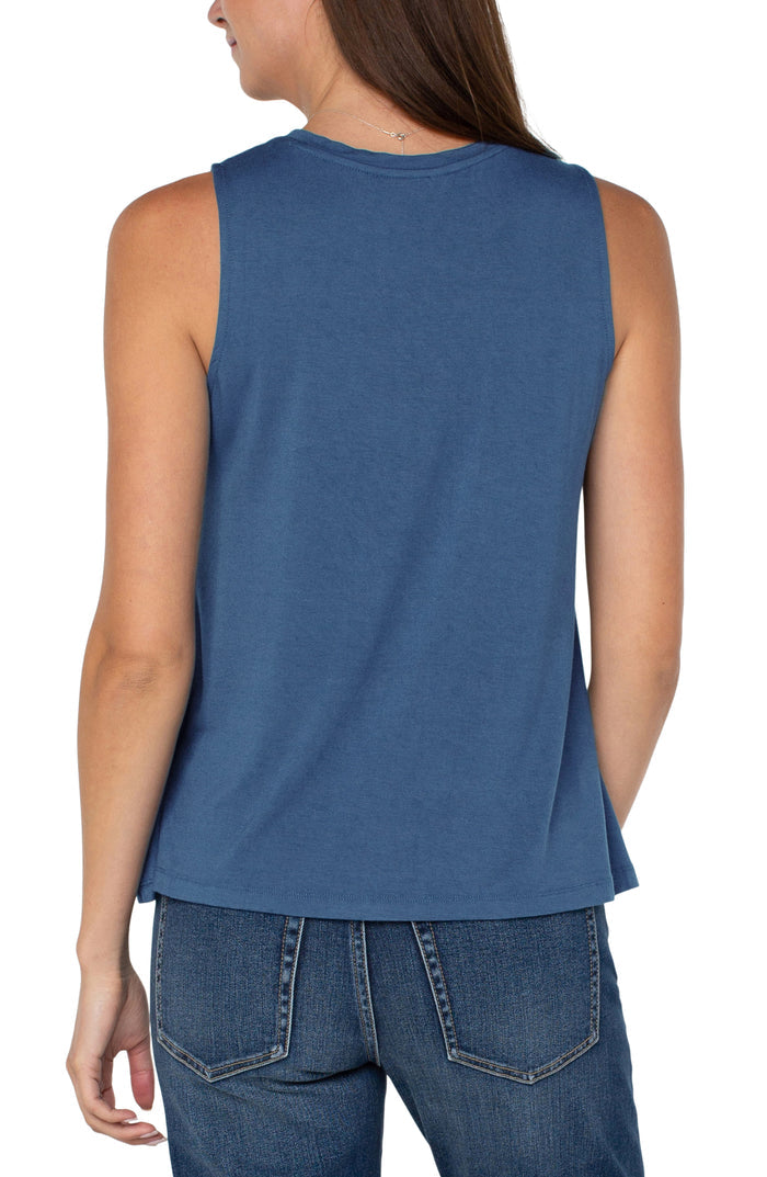 Liverpool Sleeveless Scoop Neck Tank (French Blue)