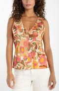 Liverpool Sleeveless V-Neck Woven Top W/ Pintucks